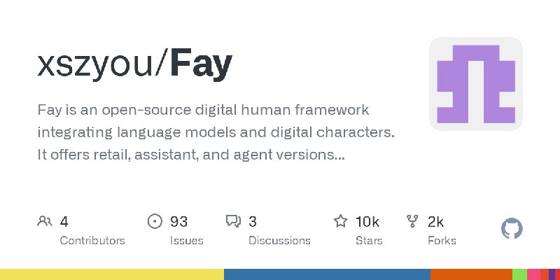 GitHub - xszyou/Fay: Fay is an open-source digital human framework integrating language models and digital characters. It offers…