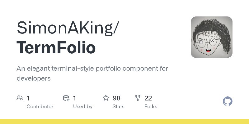 GitHub - SimonAKing/TermFolio: An elegant terminal-style portfolio component for developers