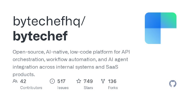 GitHub - bytechefhq/bytechef: Open-source, AI-native, low-code platform for API orchestration, workflow automation, and AI agent…