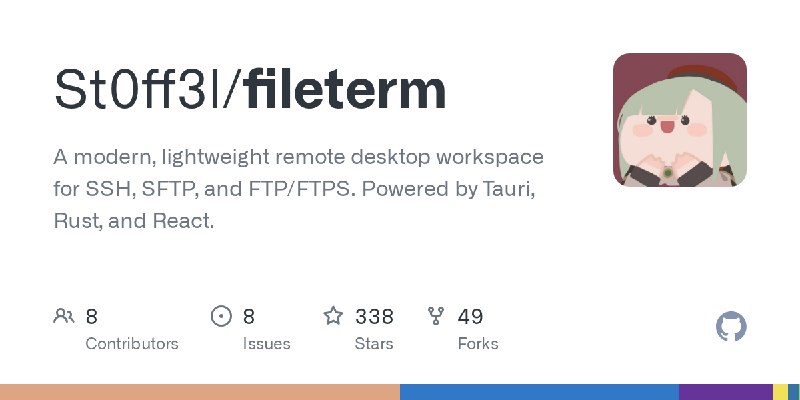 GitHub - St0ff3l/fileterm: A modern, lightweight remote desktop workspace for SSH, SFTP, and FTP/FTPS. Powered by Tauri, Rust,…
