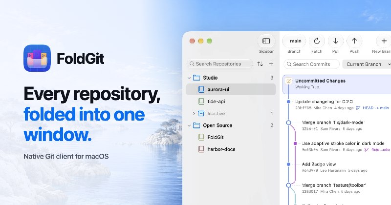 FoldGit — Every repository, folded into one window