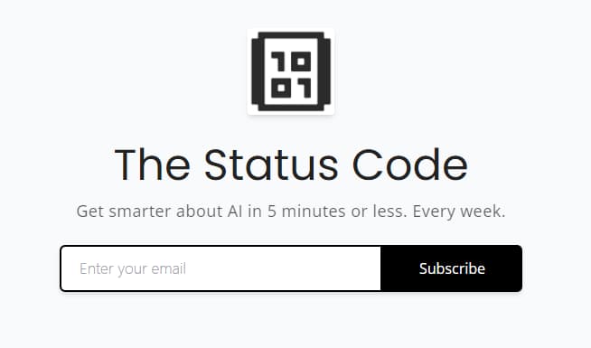 #newsletter #网址 #网站newsletter花费5分钟了解AI Status Code是一个邮件订阅newsletter站，它主要介绍有关AI方面的知识地址：