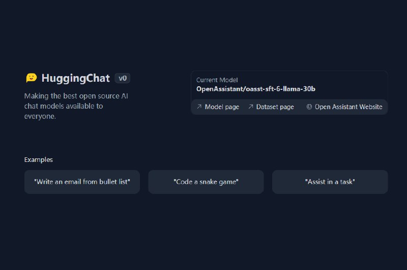 #AI #ChatGPT #Hugging_FaceHuggingChat由Hugging Face发布ChatGPT版本Hugging Face发布了OpenAI人工智能驱动的ChabotChatGPT的开源替代品，被称为HuggingChat