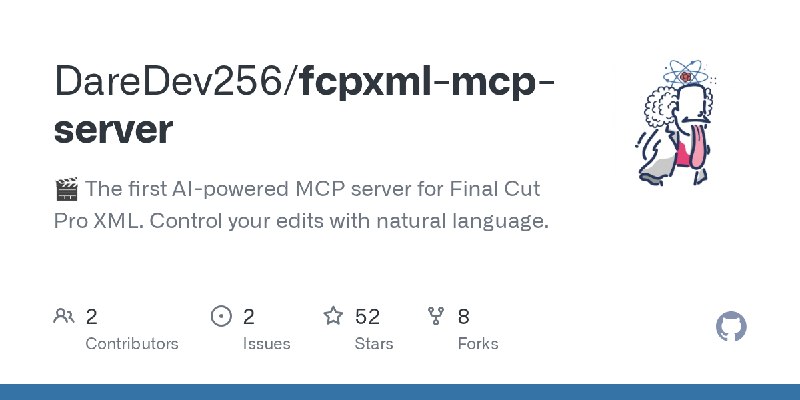 GitHub - DareDev256/fcpxml-mcp-server: 🎬 The first AI-powered MCP server for Final Cut Pro XML. Control your edits with natural…