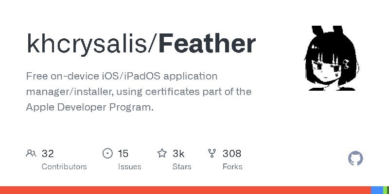 GitHub - khcrysalis/Feather: Free on-device iOS/iPadOS application manager/installer, using certificates part of the Apple Developer…