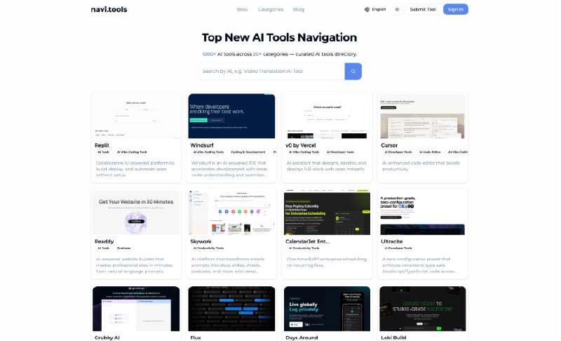 Top New AI Tools Navigation | The #1 Curated AI Directory - Navi.tools