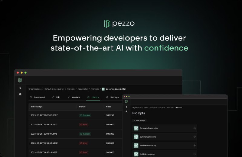 #AI #promptPezzo-开源集中式AI提示词管理器介绍Pezzo 是一个强大的开源工具包，旨在简化 AI 开发过程