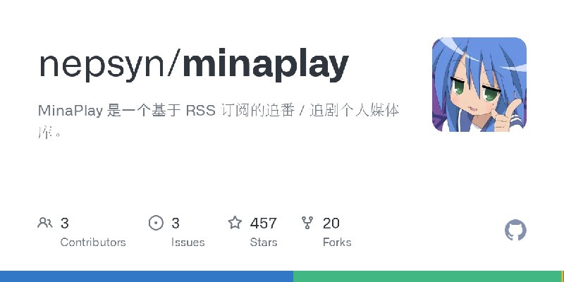 GitHub - nepsyn/minaplay: MinaPlay 是一个基于 RSS 订阅的追番 / 追剧个人媒体库。