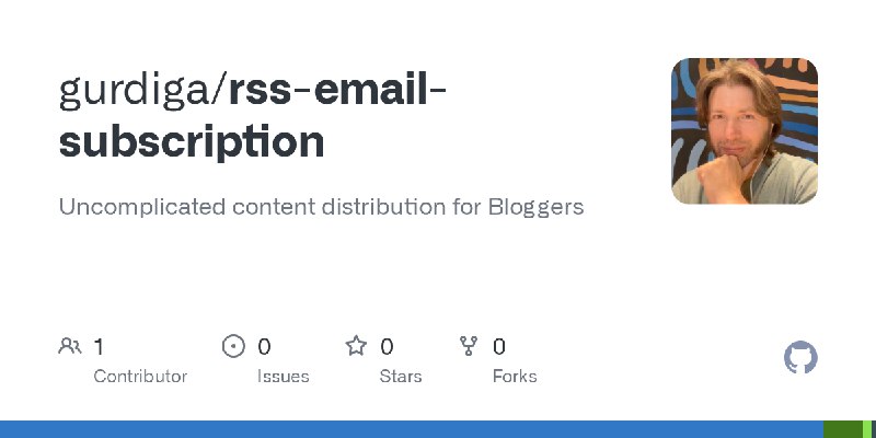 GitHub - gurdiga/rss-email-subscription: Uncomplicated content distribution for Bloggers