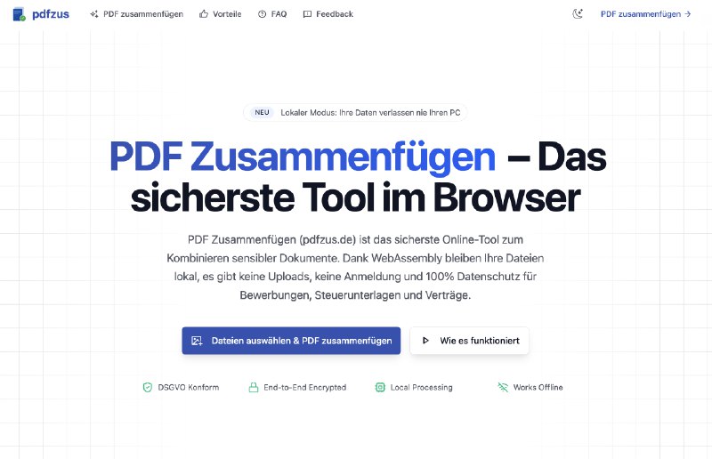 pdfzus.de – PDF Zusammenfügen lokal & sicher