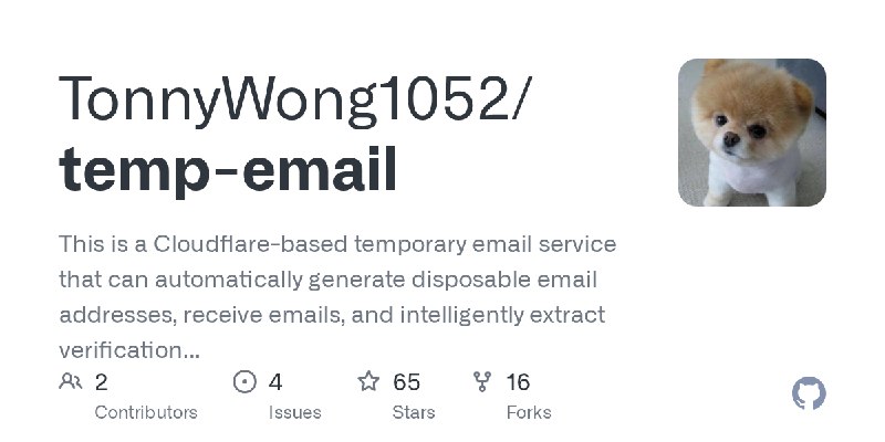 GitHub - TonnyWong1052/temp-email: This is a Cloudflare-based temporary email service that can automatically generate disposable…