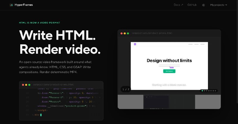HyperFrames — HTML is now a video format
