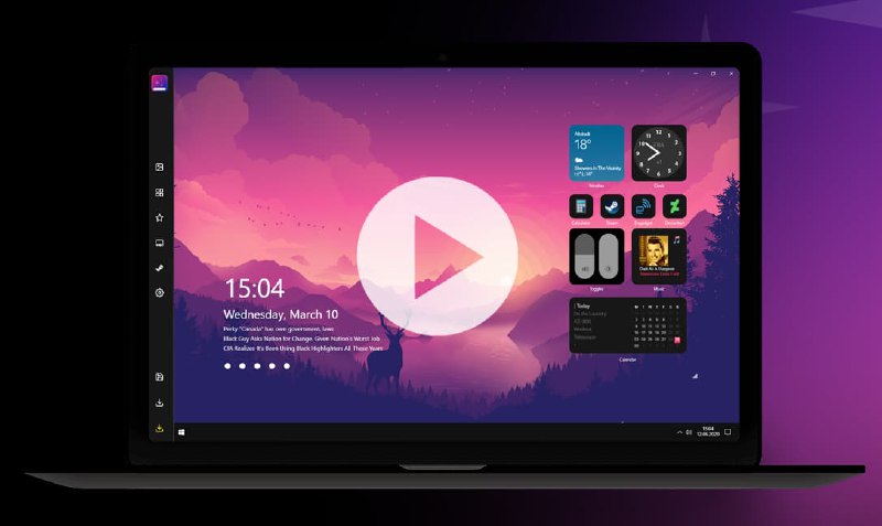 #win #软件screenstyler-简单多样的WIN桌面定制器screenstyler让win桌面按照自己喜欢的样式来个性化桌面它带有可视化的组件，可分享的样式效果，自定义化的壁纸及交互风格集成不同的软件及系统风格，你可以设置为苹果桌面样式也可以定义为steam或组件化使用官方：