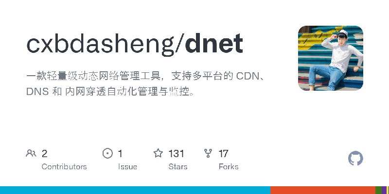 GitHub - cxbdasheng/dnet: 一款轻量级动态网络管理工具，支持多平台的 CDN、DNS 和 内网穿透自动化管理与监控。