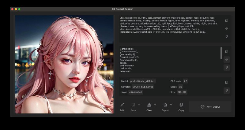 #StableDiffusion #工具 #提示词 #软件开源Stable Diffusion提示阅读器特征- 支持 macOS、Windows 和 Linux