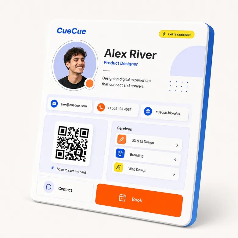 Web Card Creator for Bio Links, Business Cards & RSVPs | CueCue