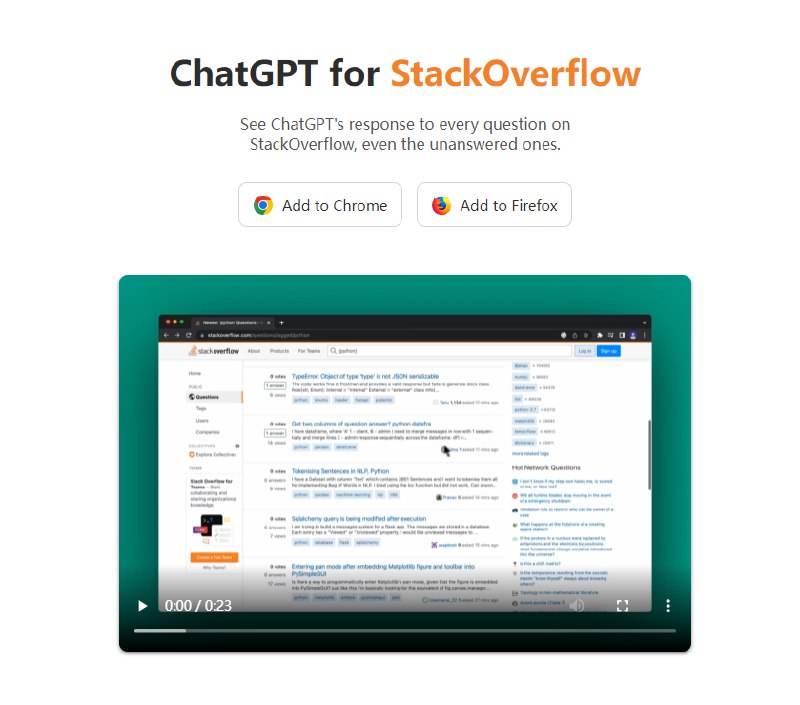 #插件 #脚本查看 ChatGPT 对 StackOverflow 上每个问题的回答该插件可以自动对StackOverflow上的问题显示答案，即使是未回答的问题