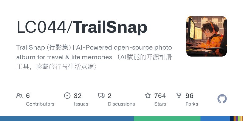 GitHub - LC044/TrailSnap: TrailSnap (行影集) | AI-Powered open-source photo album for travel & life memories.（AI赋能的开源相册工具，珍藏旅行与生活点滴）