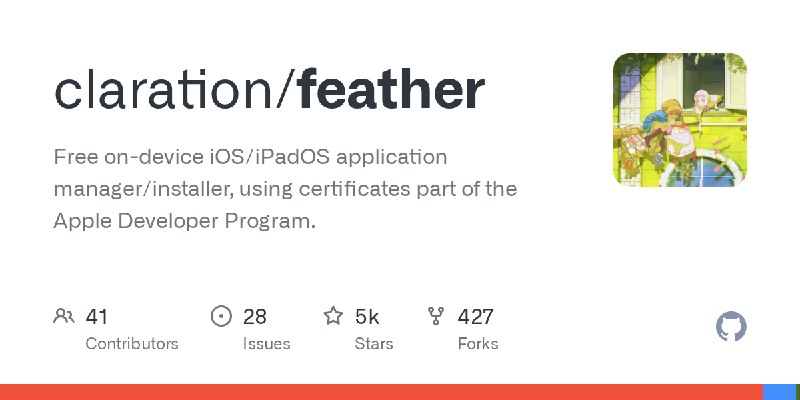 GitHub - claration/feather: Free on-device iOS/iPadOS application manager/installer, using certificates part of the Apple Developer…