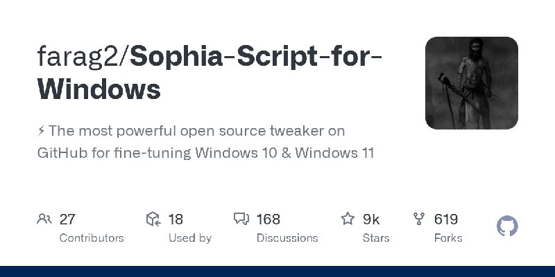 GitHub - farag2/Sophia-Script-for-Windows: :zap: The most powerful open source tweaker on GitHub for fine-tuning Windows 10 & Windows…