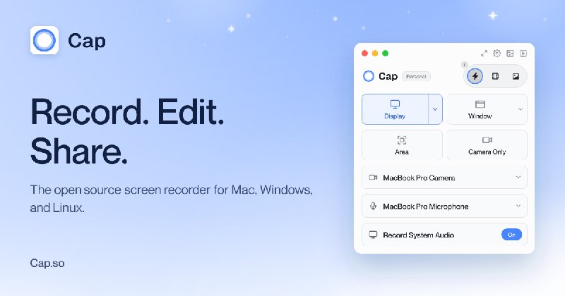 Cap — Free Screen Recorder & Open Source Loom Alternative