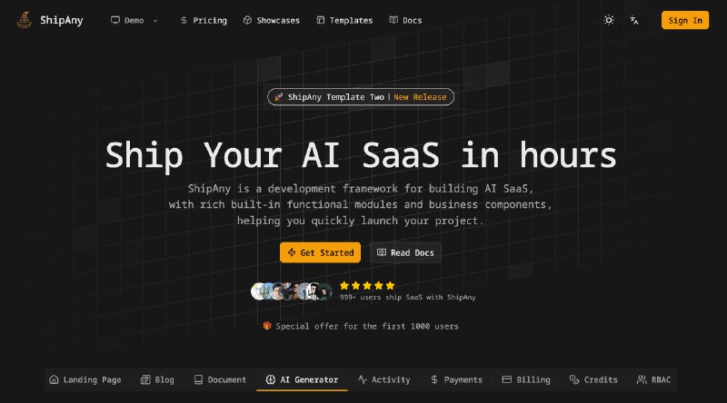 ShipAny - AI SaaS 开发框架