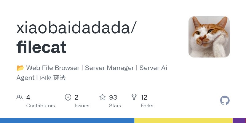 GitHub - xiaobaidadada/filecat: 📂 Web File Browser | Server Manager |  Server Ai Agent | 内网穿透
