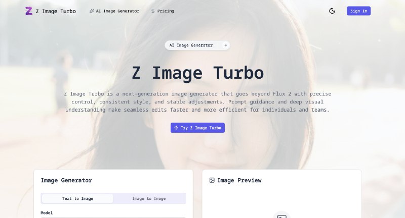 Z Image Turbo | #1 AI 图像生成器 免费在线
