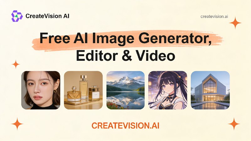 CreateVision AI: 免费AI图片视频生成器，智能Agent选模型