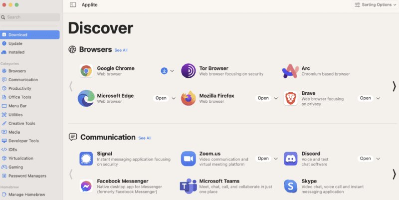#mac免费开源的Homebrew-GUI客户端Applite 是一款免费的开源 macOS 应用程序，可简化使用 Homebrew 的第三方应用程序的安装和管理