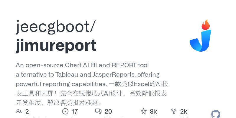 GitHub - jeecgboot/jimureport: An open-source Chart AI BI and REPORT tool alternative to Tableau and JasperReports, offering powerful…
