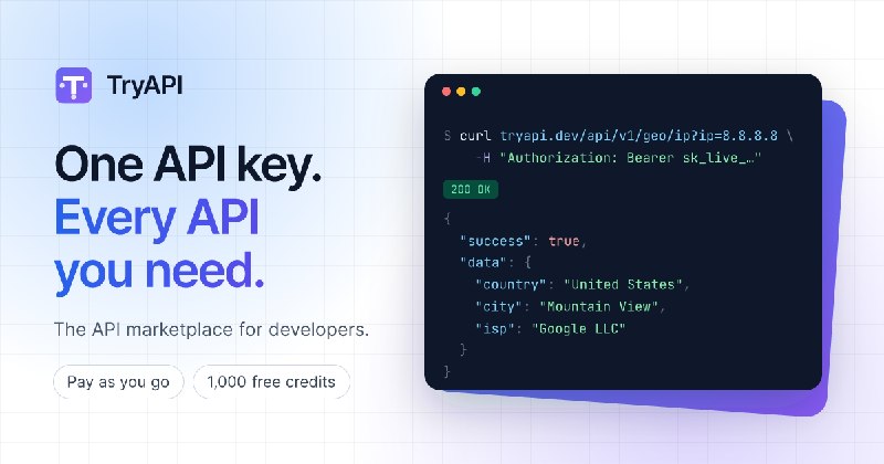 TryAPI - 面向开发者的 API 市场