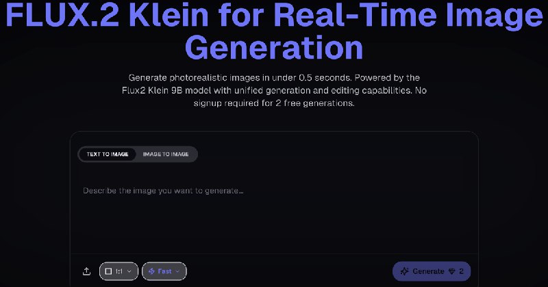 Flux2 Klein AI 图像生成器 - 亚秒级照片级真实图像生成