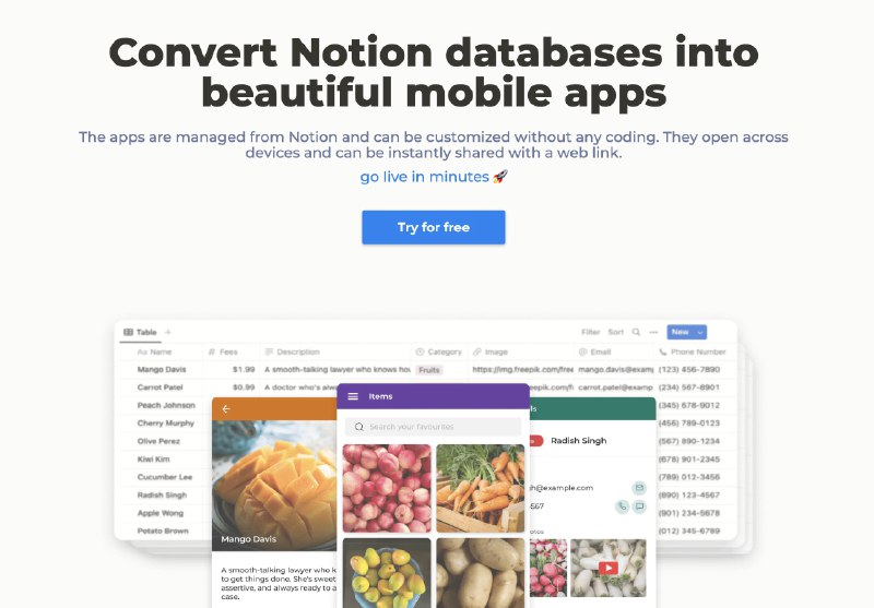 #NOTION #无代码无代码将notion数据库转换为移动应用程序这些应用程序通过Notion 进行管理，无需任何编码即可进行自定义