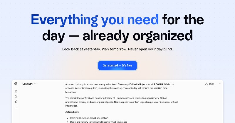 Everything you need for the day — already organized
