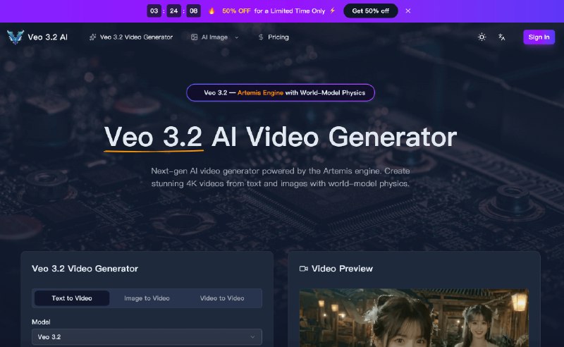 Veo 3.2 | #1 AI 视频生成器