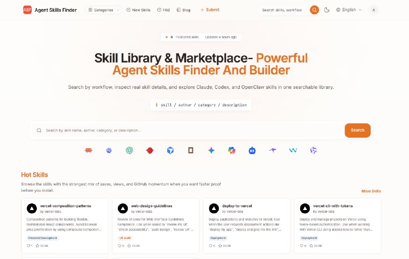 Agent Skills Finder 与 Builder | Skill Library 与 Marketplace