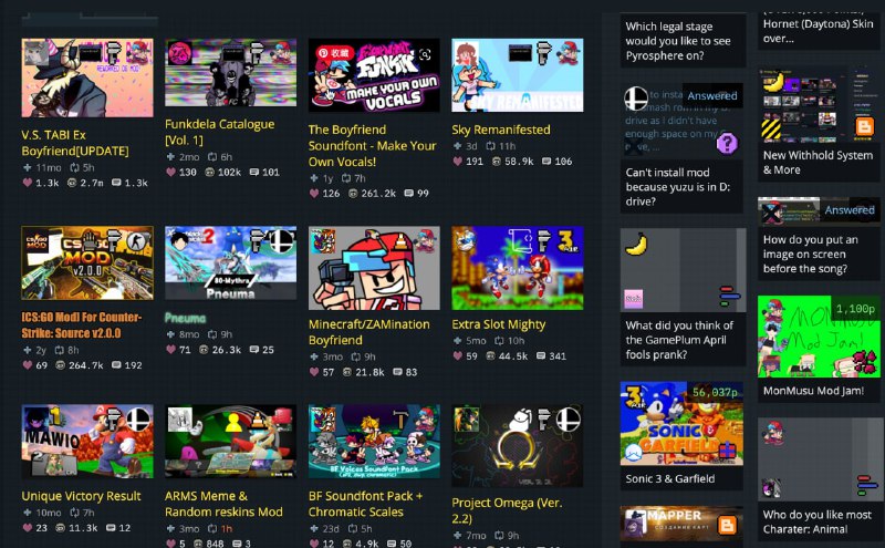 #game #游戏 #mod #网站 #网址一个包含游戏模具、人物声效等的游戏社区网站-gamebanana